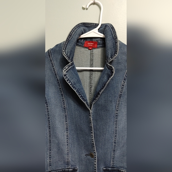 Vintage Contrast Denim Jacket.  Size 14P - Picture 4 of 9